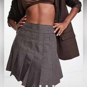 Abercrombie & Fitch pleated mini skirt in brown plaid
